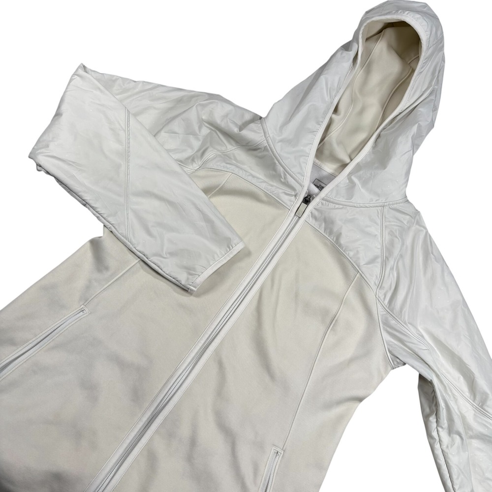 The North Face Womens Off White Fleece Full Zip Activewear Hoodie Size‎ Large